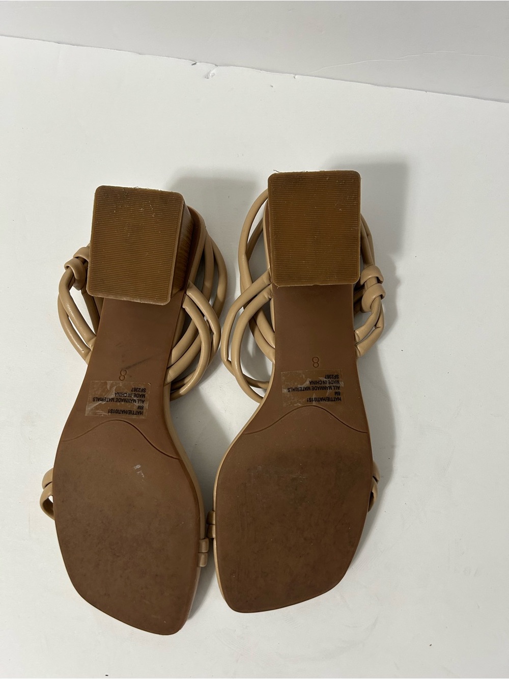 Steve Madden Hattie Square-Toe Block Heel Nude/Tan double toe straps Size 8 - Picture 5 of 9